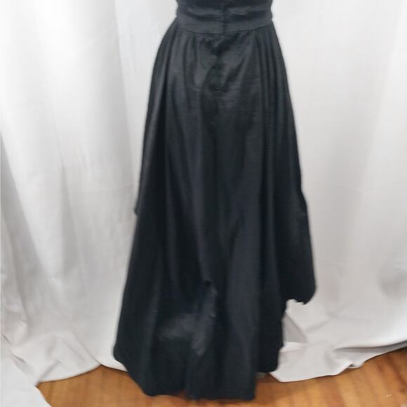 B. SMART! GLAM BLACK SATIN MOIRE HIGH LOW FULL LENGTH, FULL DRESS/GOWN! SZ 3/4 - Picture 7 of 11